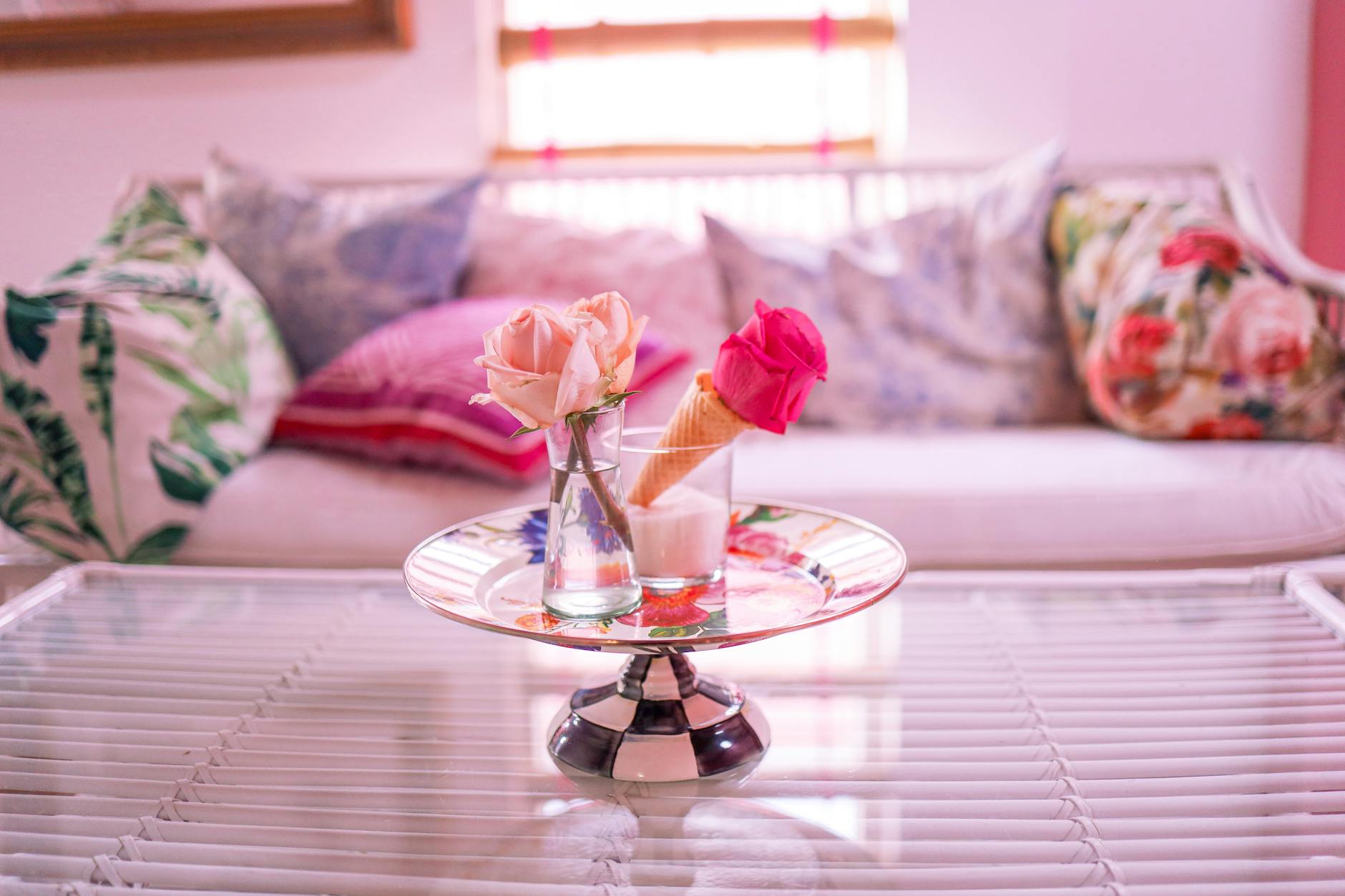 Pic of sofa with pillows.